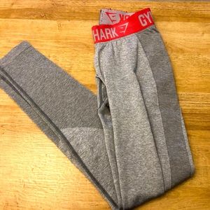Gymshark Mark Gray Leggings with Pink Sherbet Band Size: xs